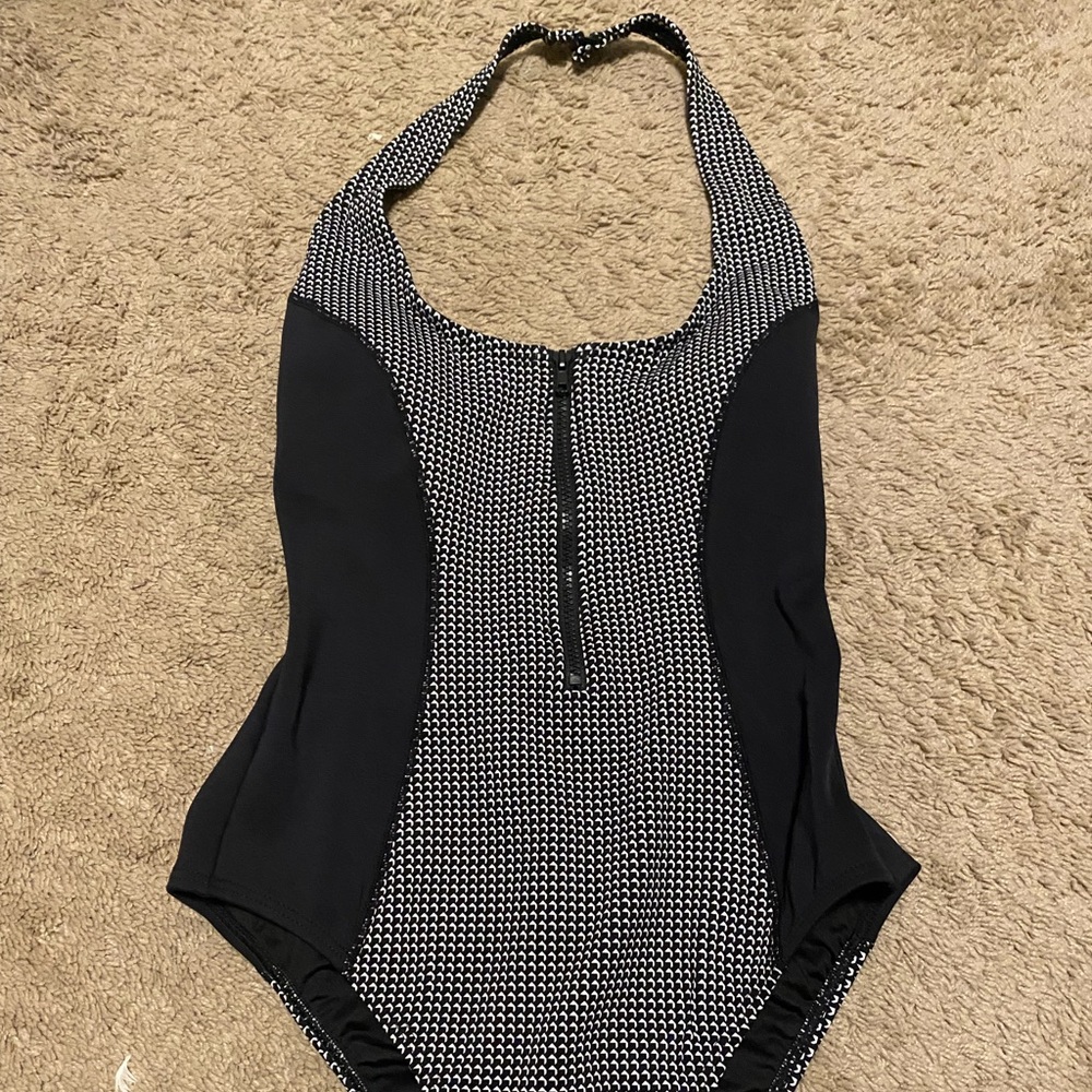 Victoria’s Secret Black & White Halter One Piece Swimsuit